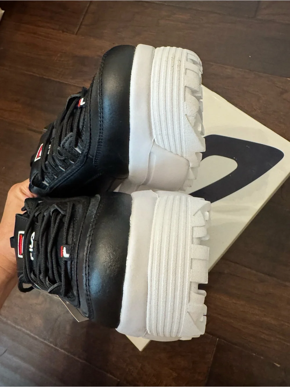 NEW Fila Disruptor 2 Wedge Platform Shoe Sneaker Chunky Black White 8.5